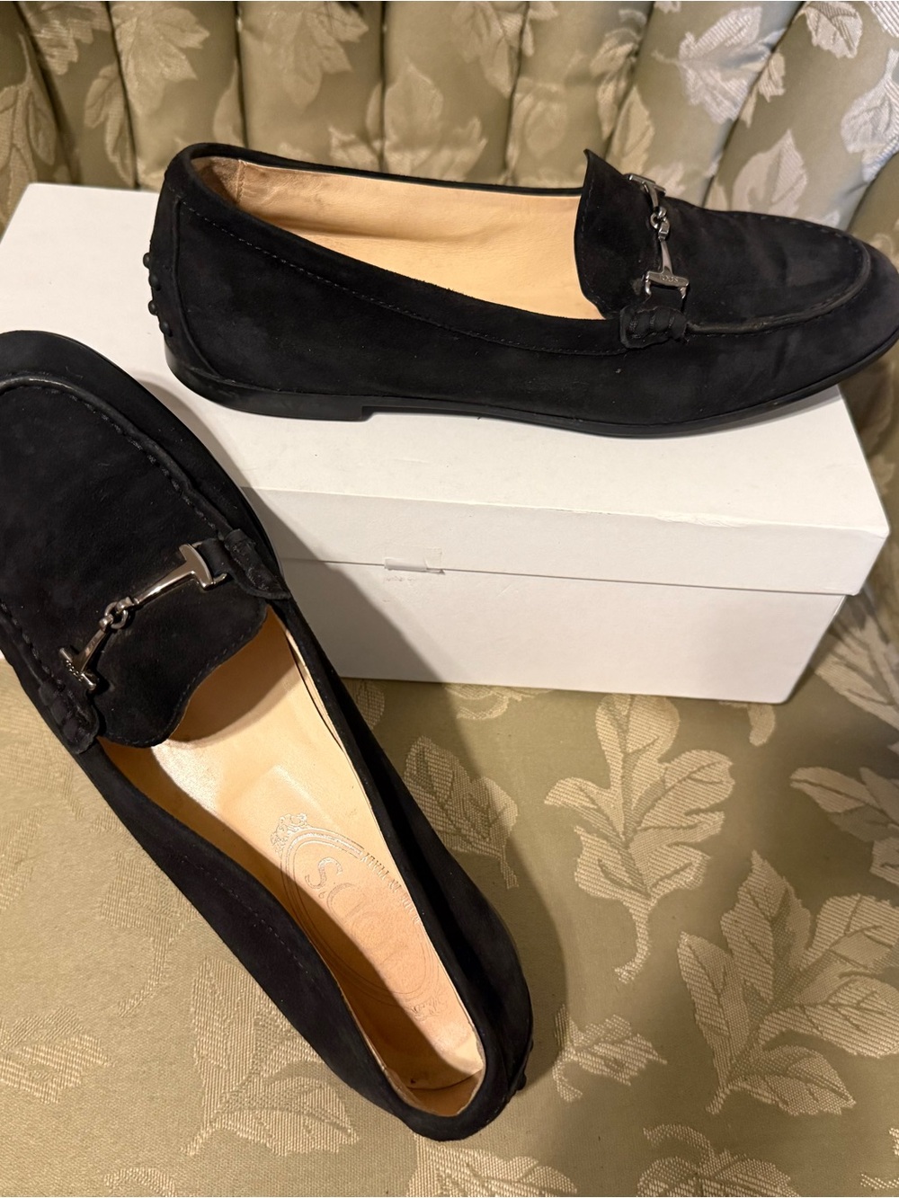 Tod’s Black Suede Horsebit Driving Loafers EU 38.5